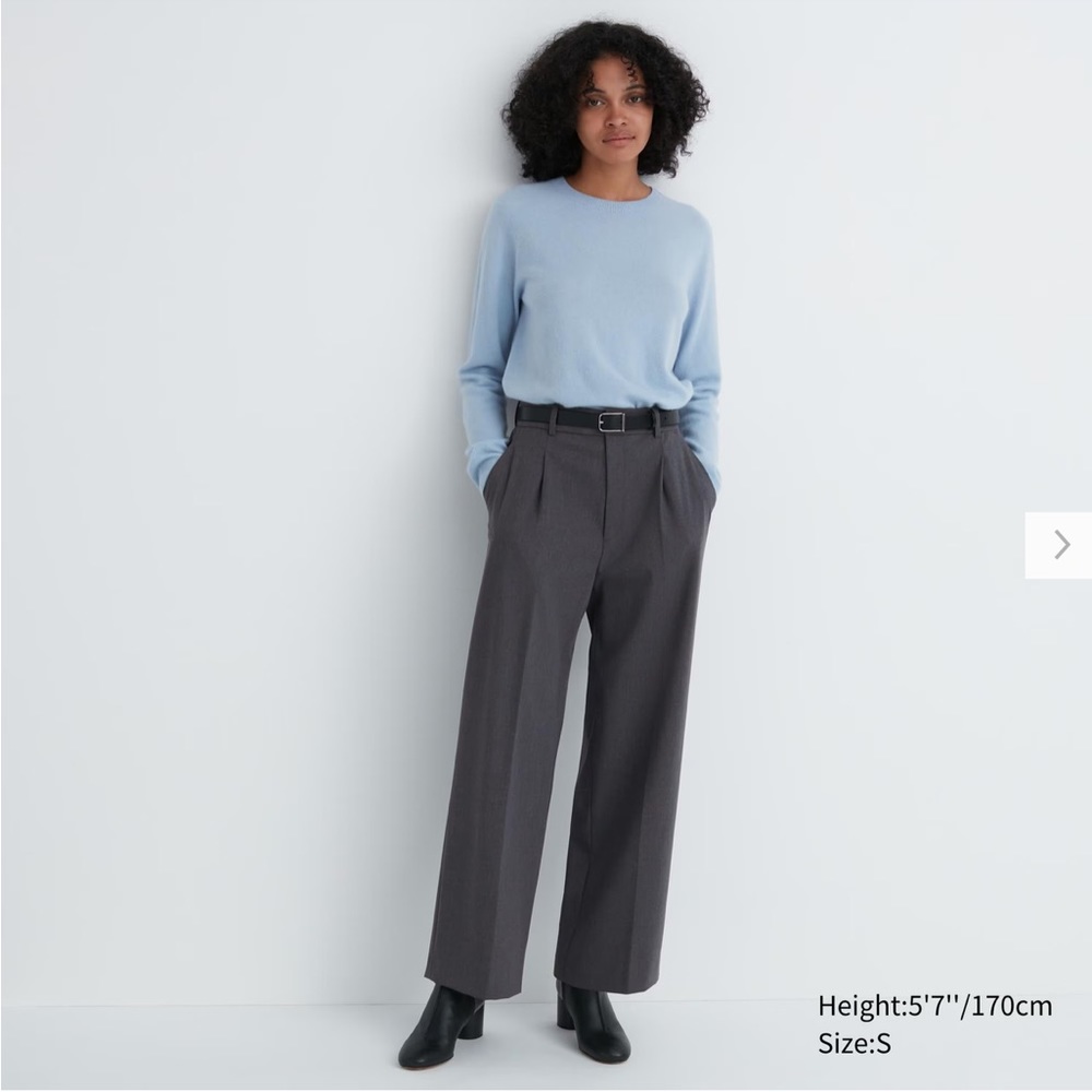 uniqlo wide leg pleated trousers